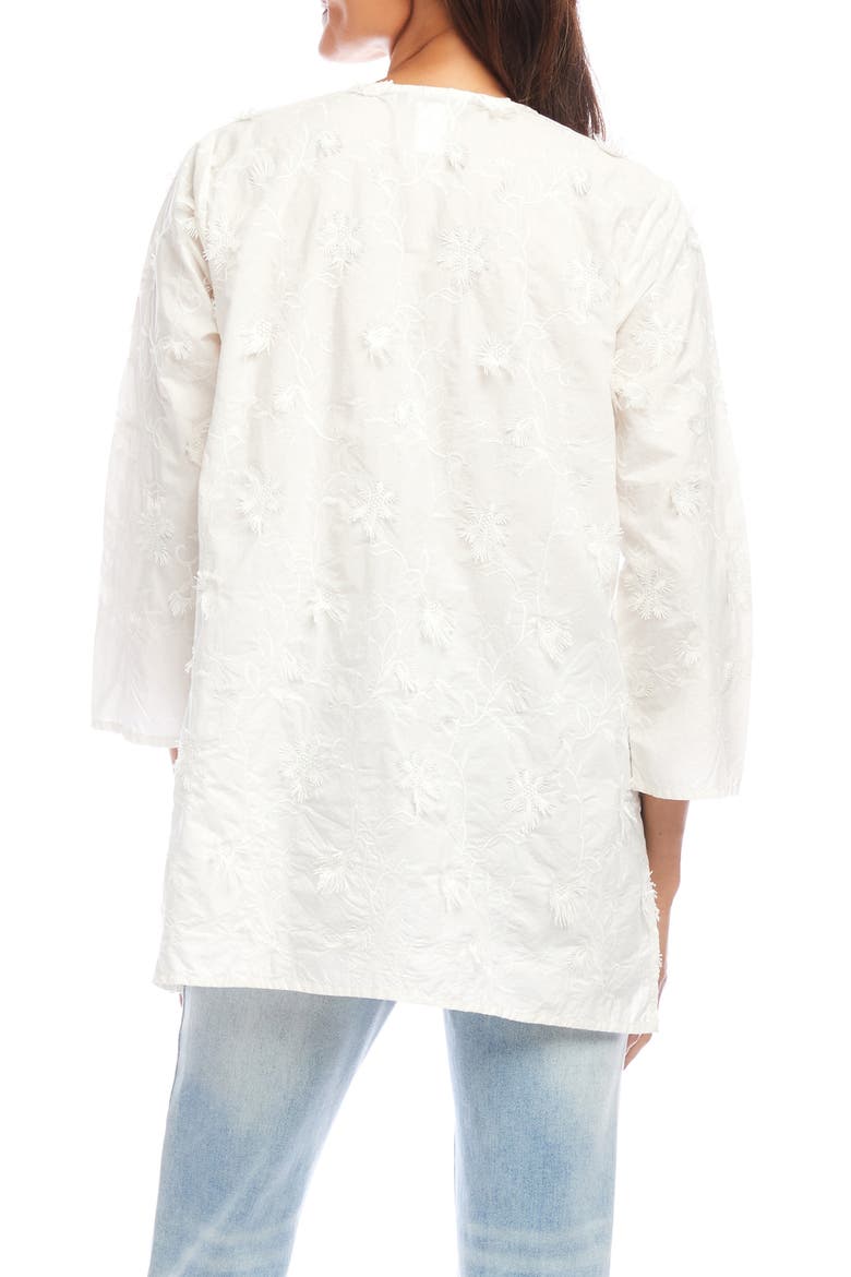 Floral Embroidered Cotton Tunic Top, Alternate, color, OFF WHITE