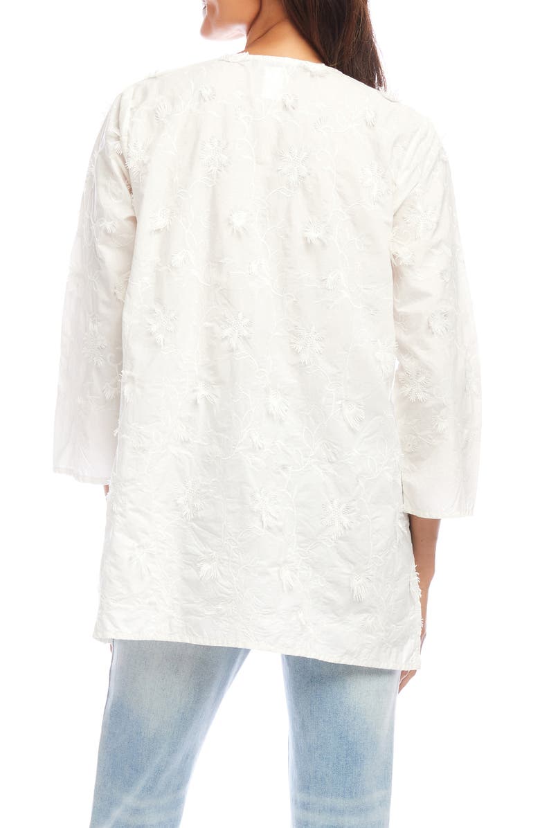 Karen Kane Floral Embroidered Cotton Tunic Top, Alternate, color, Off White