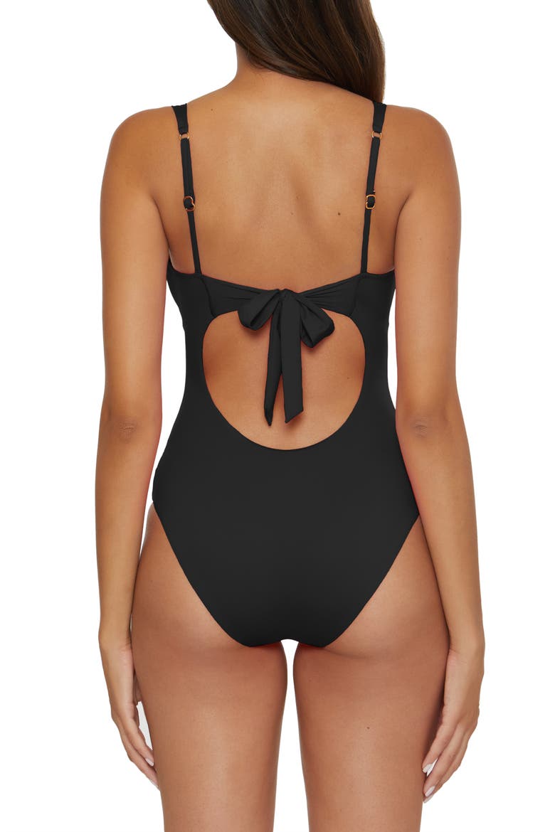 Color Code V-Wire One-Piece Swimsuit, Alternate, color, BLACK