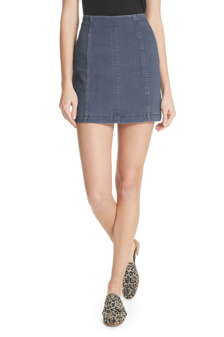 We the Free by Free People Modern Denim Miniskirt, Main, color, BLUE