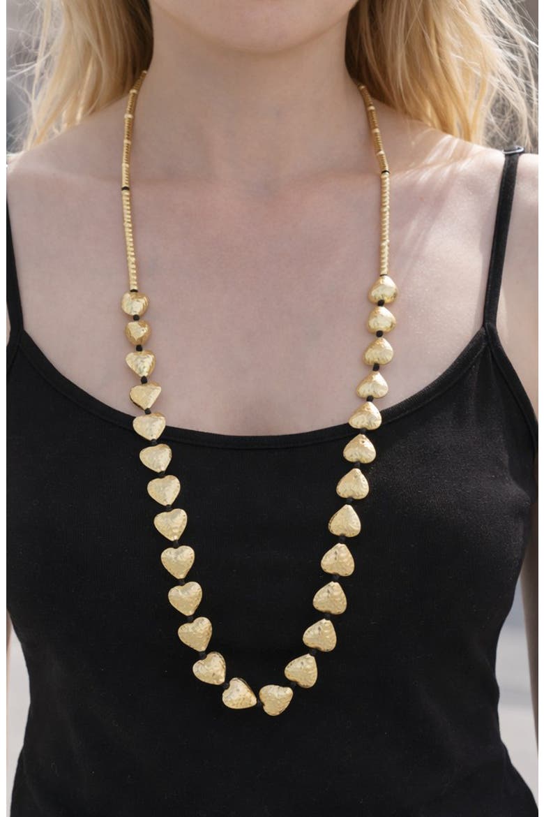Suzy Hammered Heart Necklace, Alternate, color, GOLD