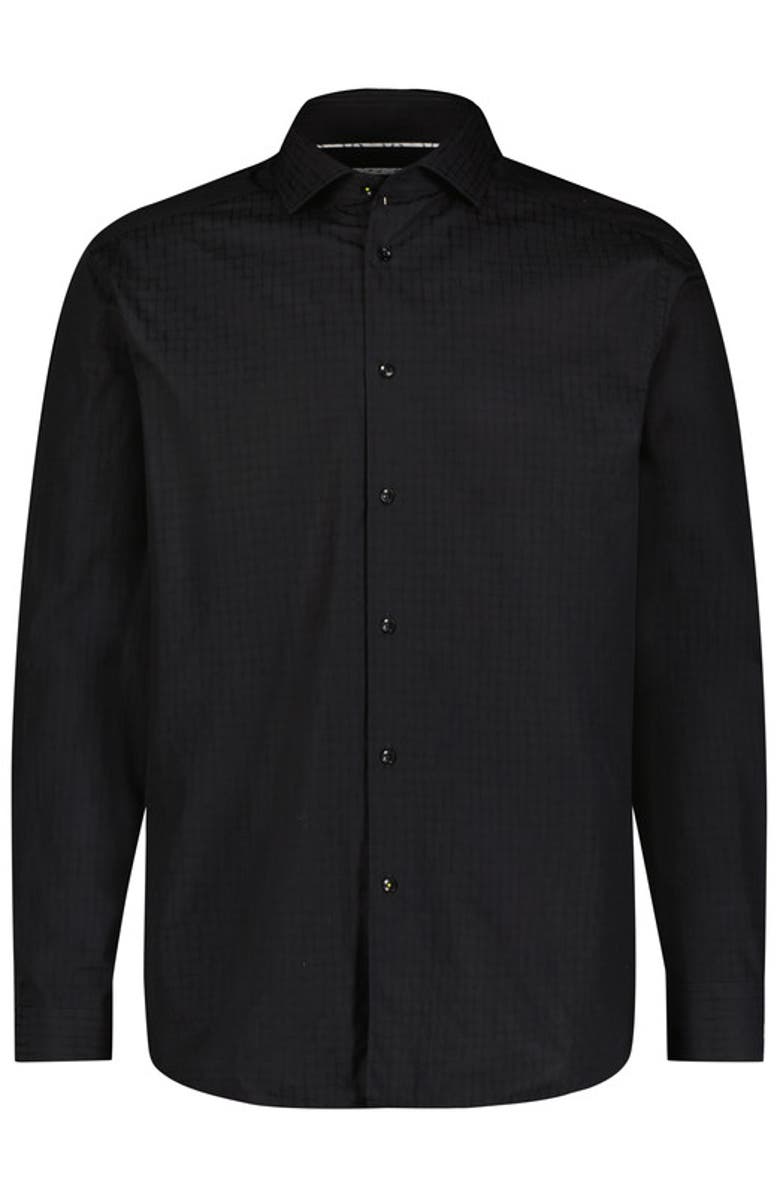 Luchiano Visconti Alligator Jacquard Shirt, Main, color, Black