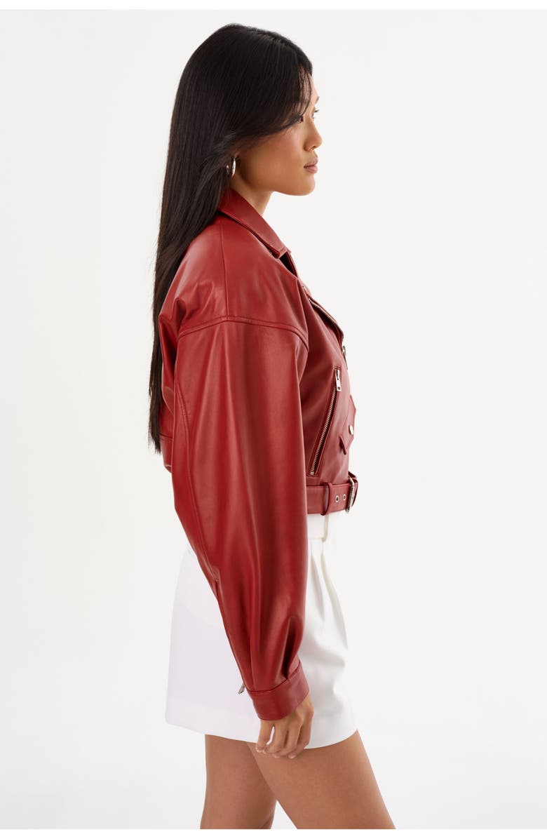 LAMARQUE DYLAN | 80's Leather Biker Jacket, Alternate, color, Ruby Red