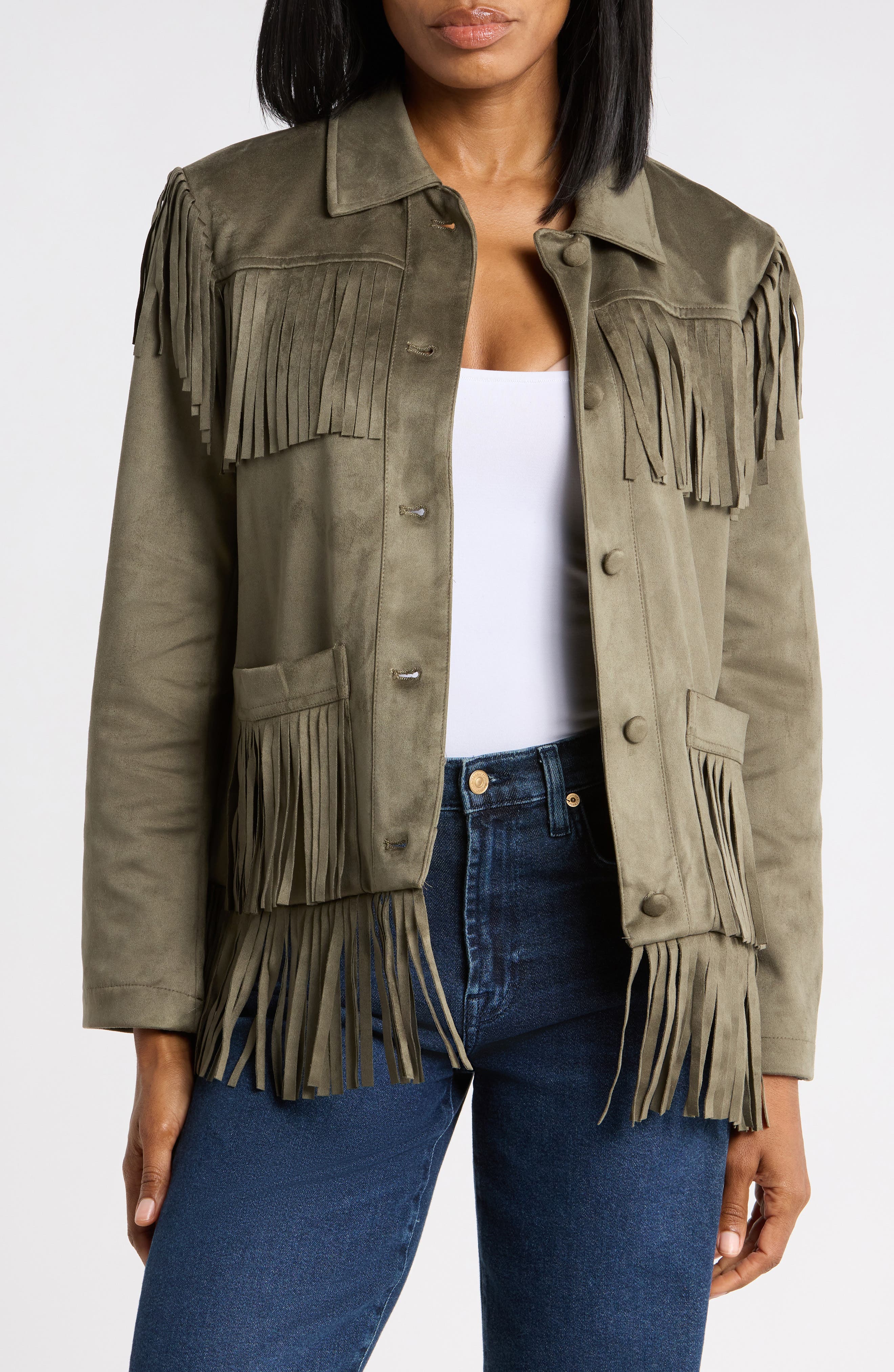 Fringed Faux Suede Shacket