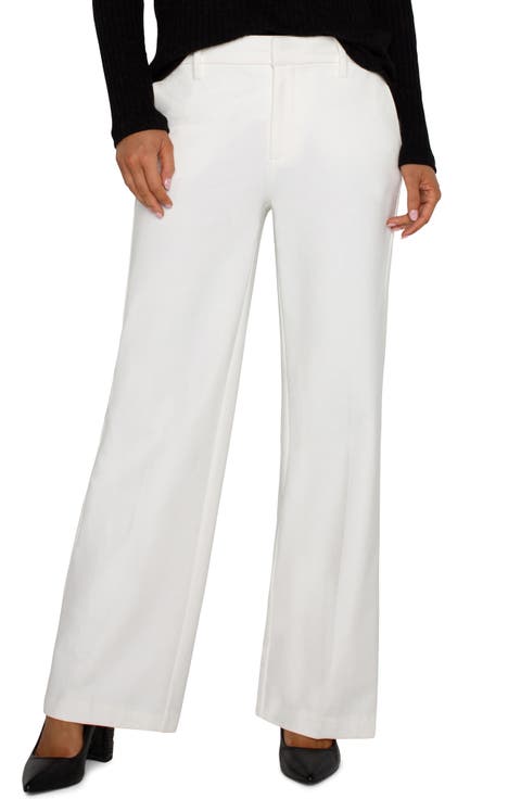 Wide Leg Pants with Belt in White