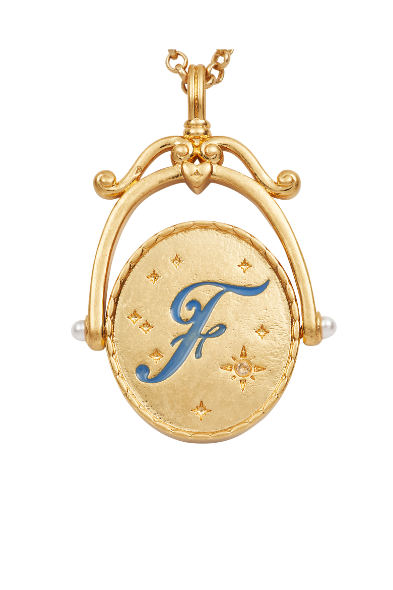 F Initial Forget-Me-Not Gold Spinner Chain Necklace, Alternate, color, Gold