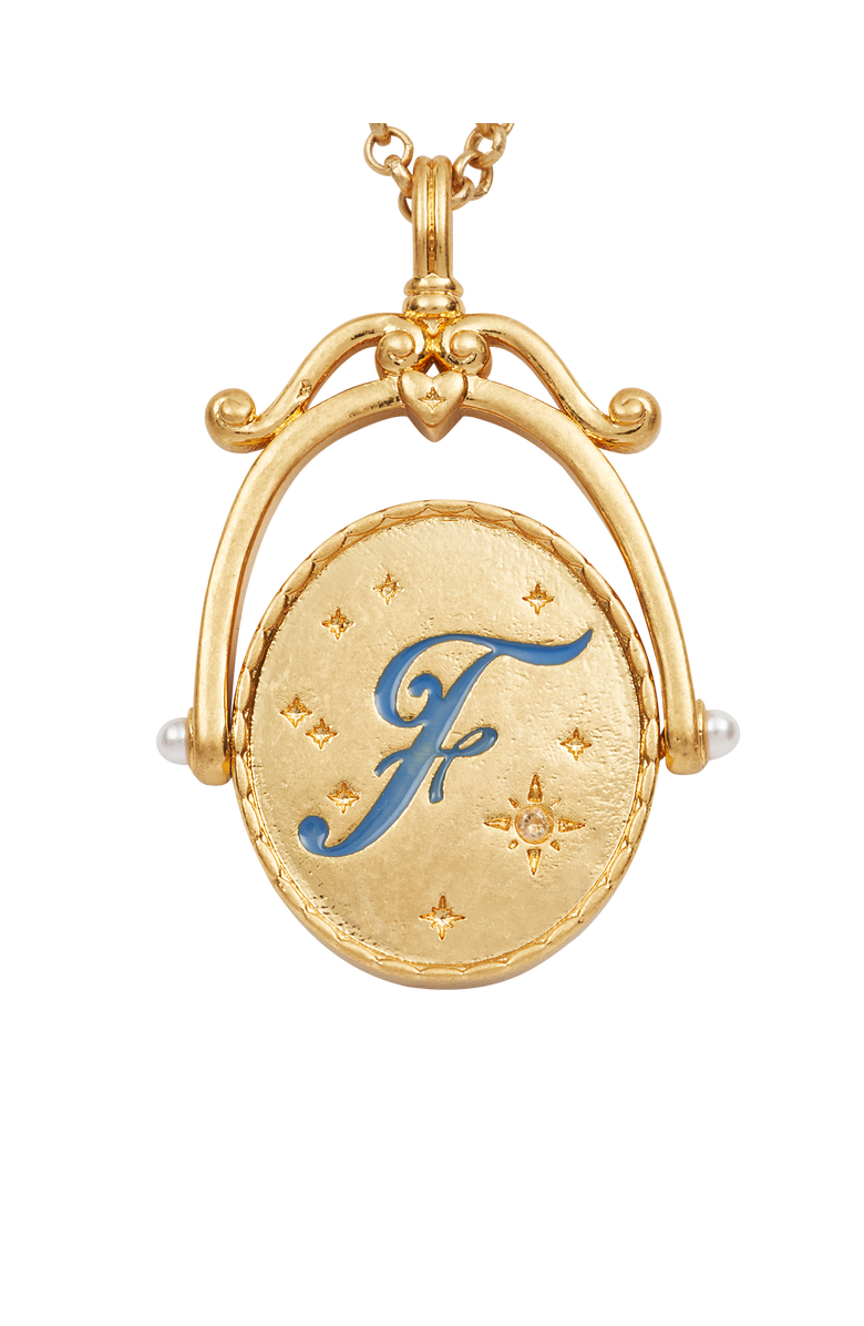 Fable England F Initial Forget-Me-Not Gold Spinner Chain Necklace, Alternate, color, Gold