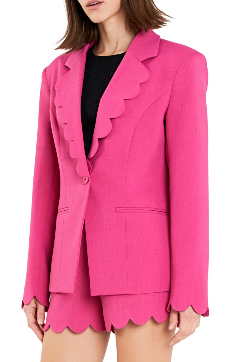 English Factory Scallop Single Button Blazer, Alternate, color, Fuchsia