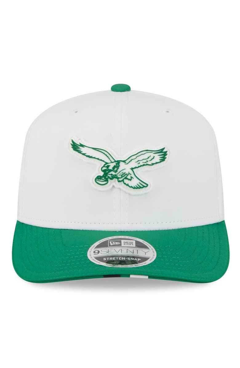 New Era Men's New Era  White/Kelly Green Philadelphia Eagles 2025 NFL Training Camp Throwback Logo 9SEVENTY Adjustable Hat, Alternate, color, 