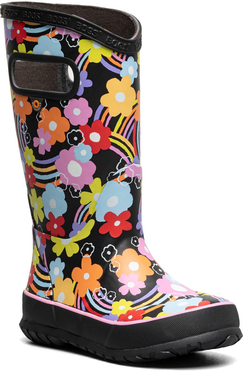 Bogs Kids' Rainbow Flower Rain Boot, Main, color,