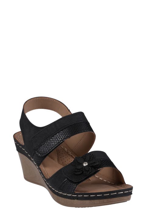 Tulip Ankle Strap Platform Wedge Sandal (Women)