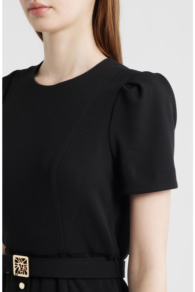 Belted Cool Crepe Sheath Dress, Alternate, color, ANNE BLACK