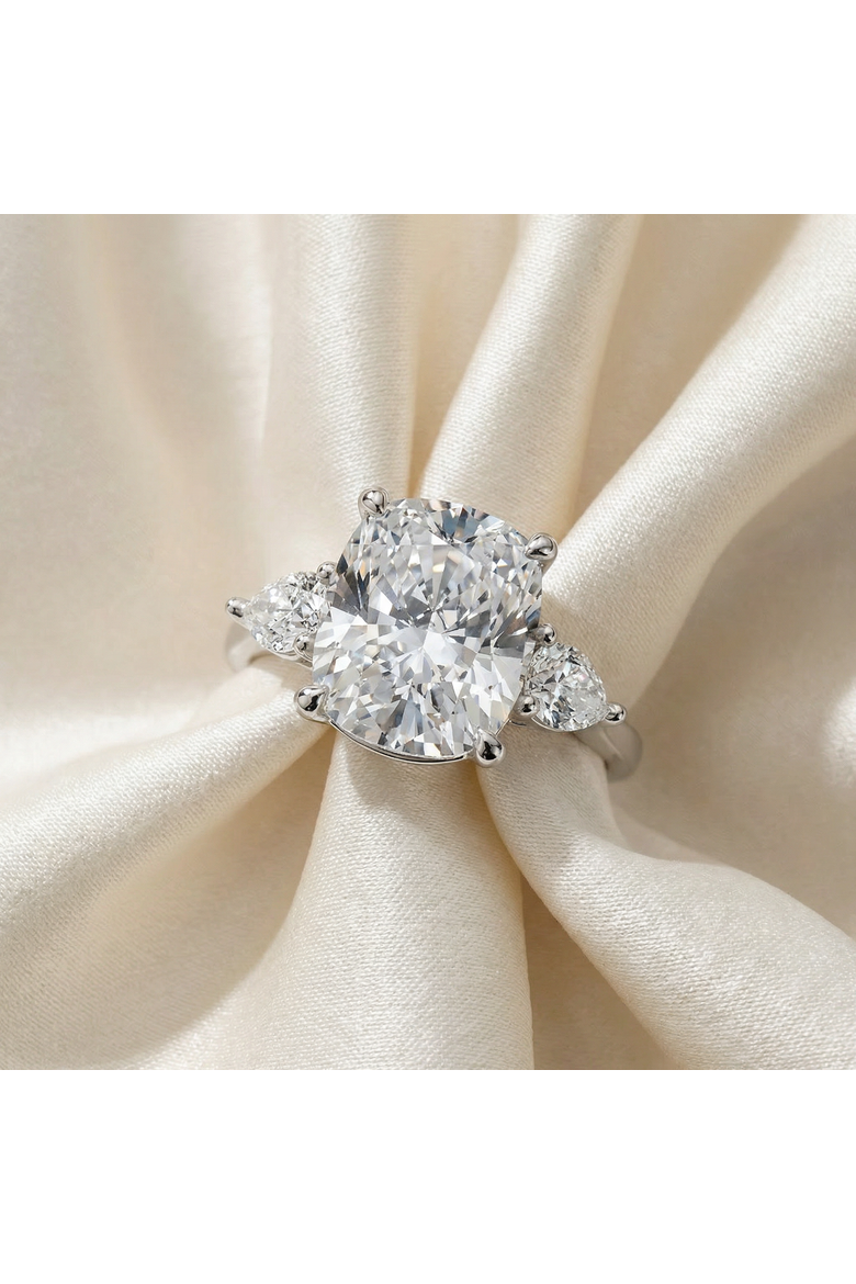 Certified 5 3/4Ct Aria Cushion Diamond Engagement Ring 14k Gold or Pt Lab Grown, Alternate, color, 14k White Gold