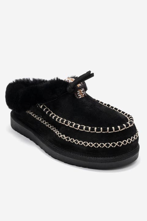 Noriel Leather Moccasin Slippers