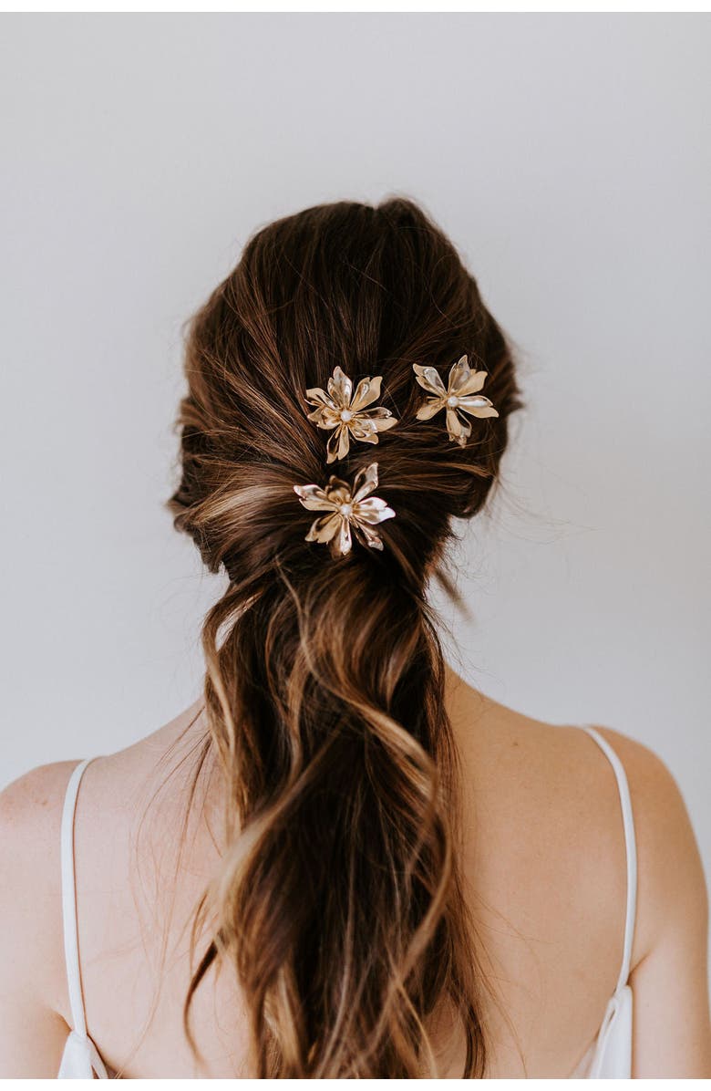 Untamed Petals Comet Pearl Pins, Alternate, color, Gold