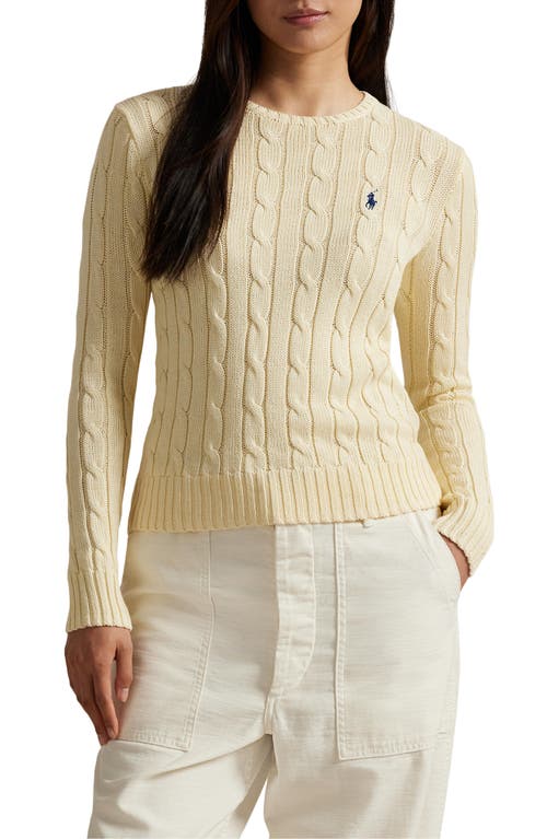 Polo Ralph Lauren Classic Cable Knit Sweater With Round Neckline And Ribbed Details In White