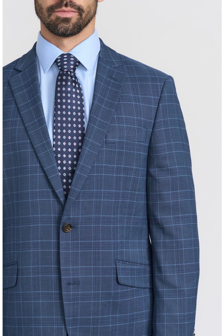 Blue Plaid Print Trim-Fit Suit, Alternate, color, BLUE