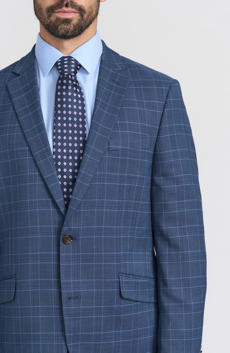 SAVILE ROW CO Blue Plaid Print Trim-Fit Suit, Alternate, color, Blue