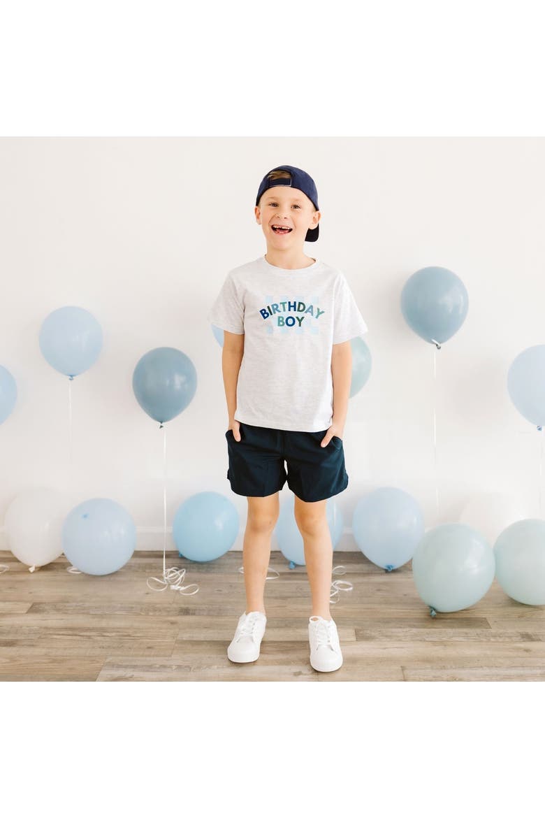 Birthday Boy Checker Short Sleeve T-Shirt, Alternate, color, Ash