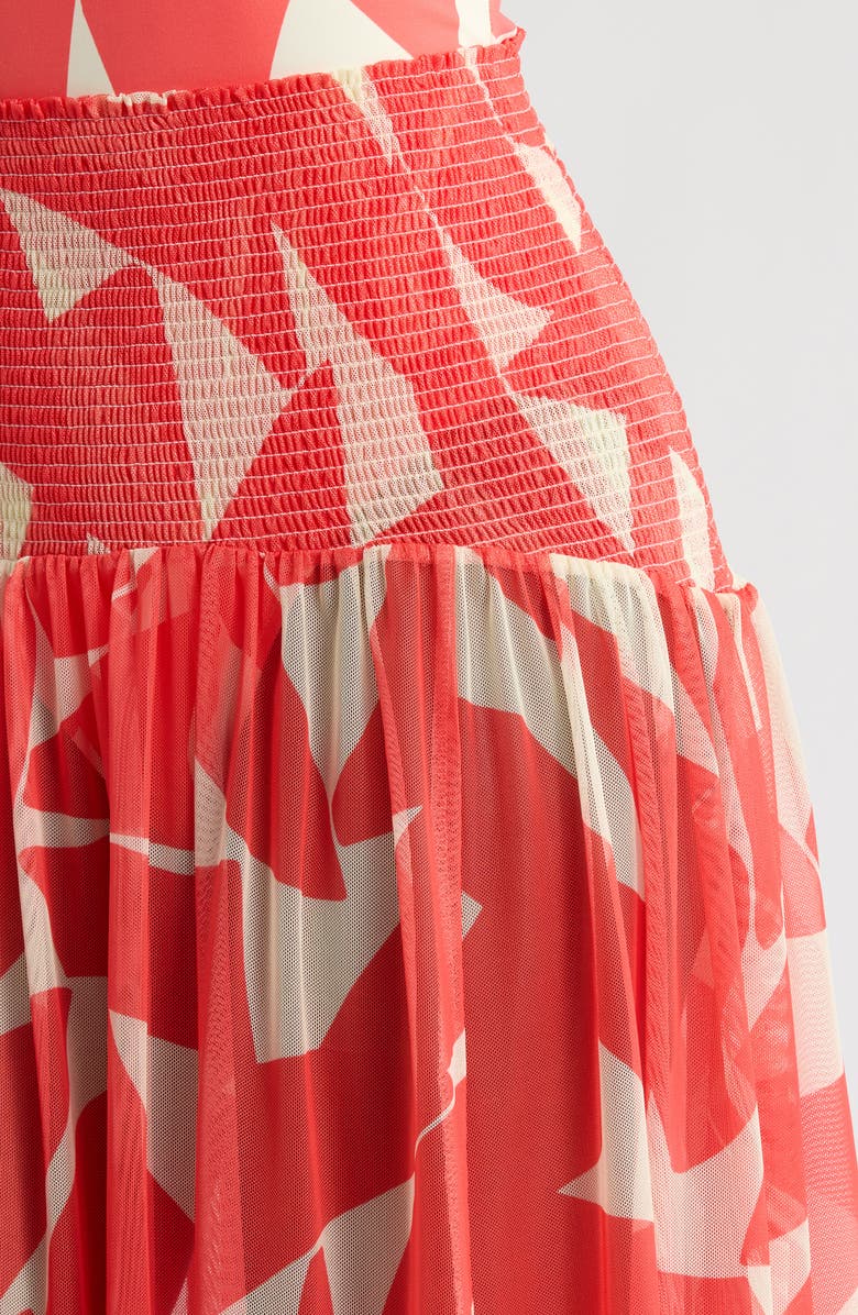 Hutch Smocked Cover-Up Maxi Skirt, Alternate, color, Ivory/Coral Geo