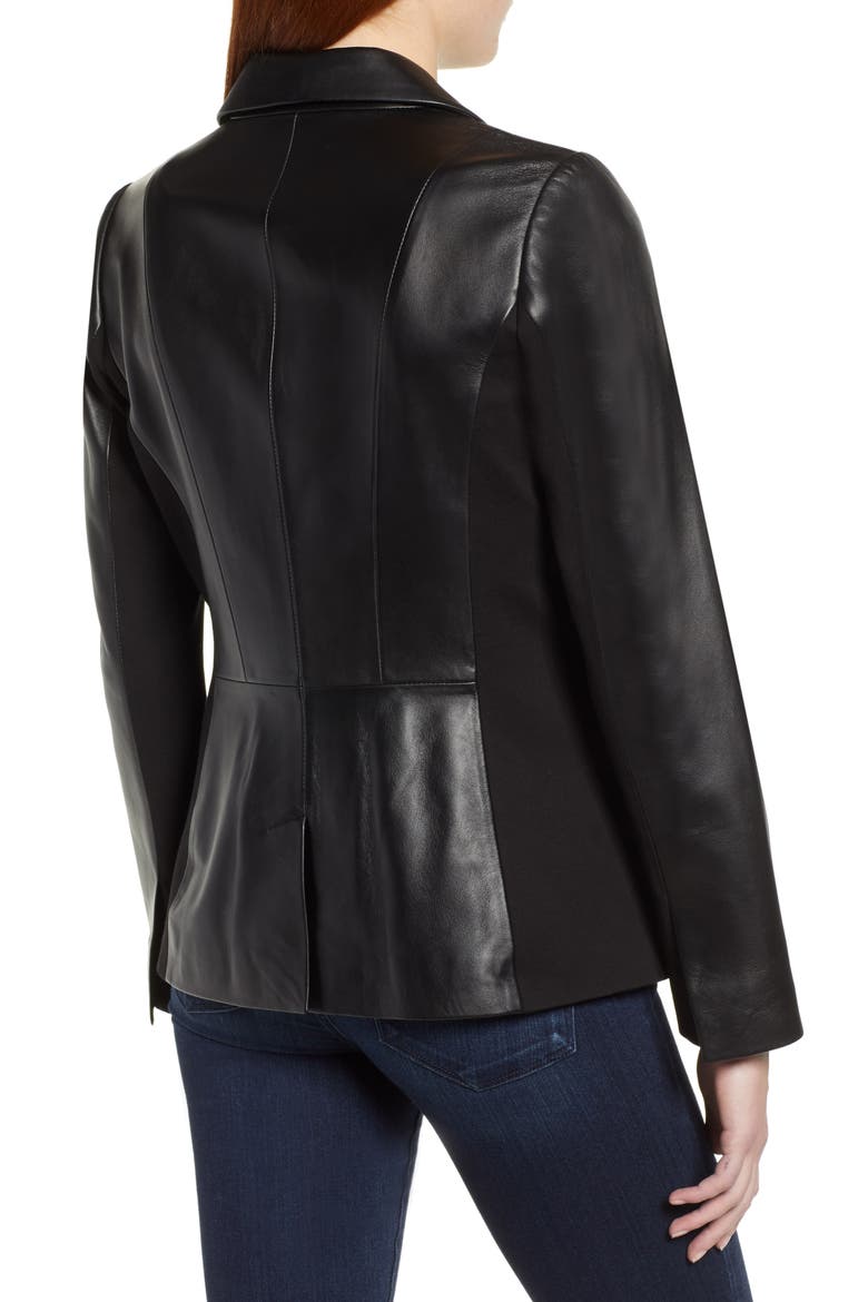 Updated Leather Blazer, Alternate, color, BLACK