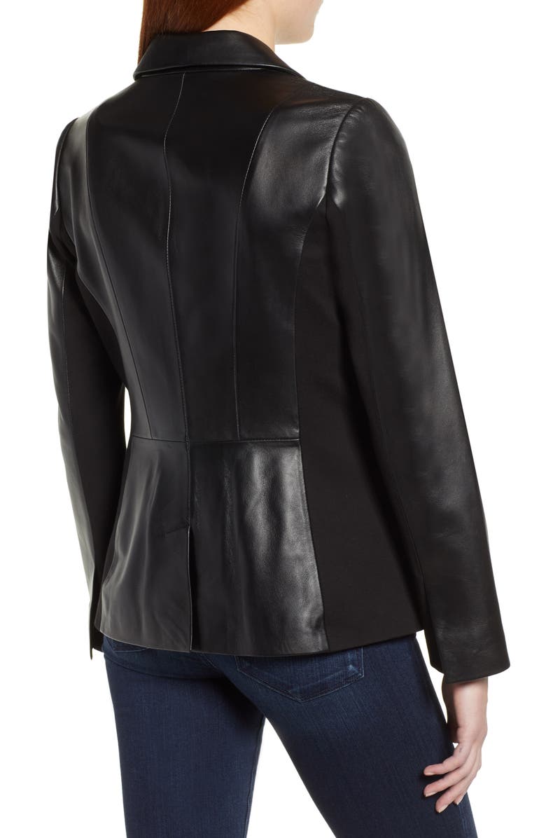 Via Spiga Updated Leather Blazer, Alternate, color,