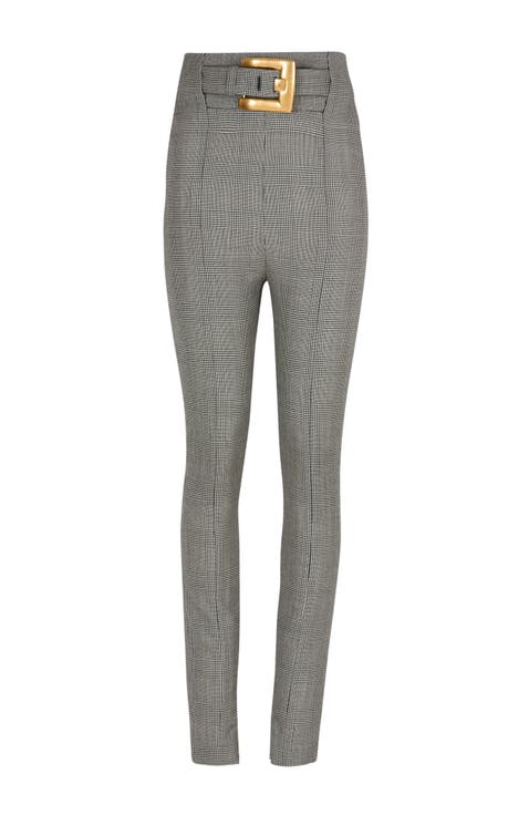 Stretch trousers in Prince of Wales jacquard