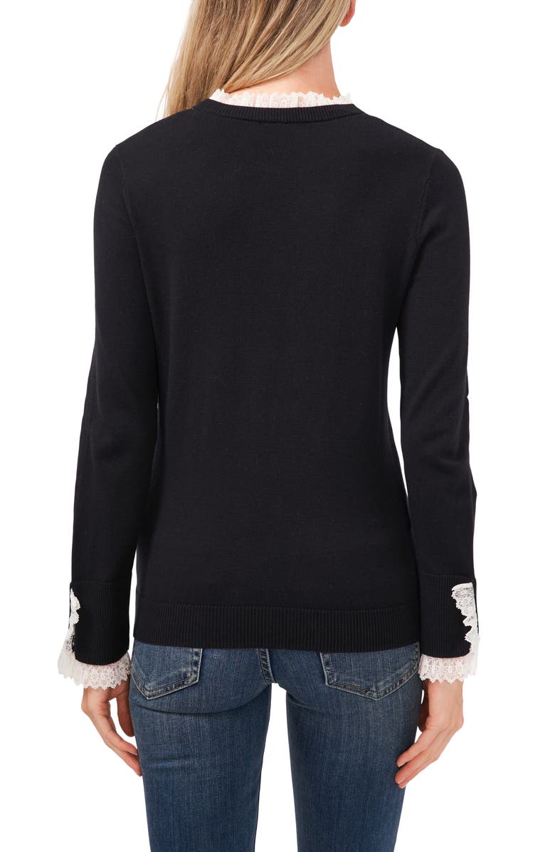 CeCe Lace Trim Sweater, Alternate, color, 