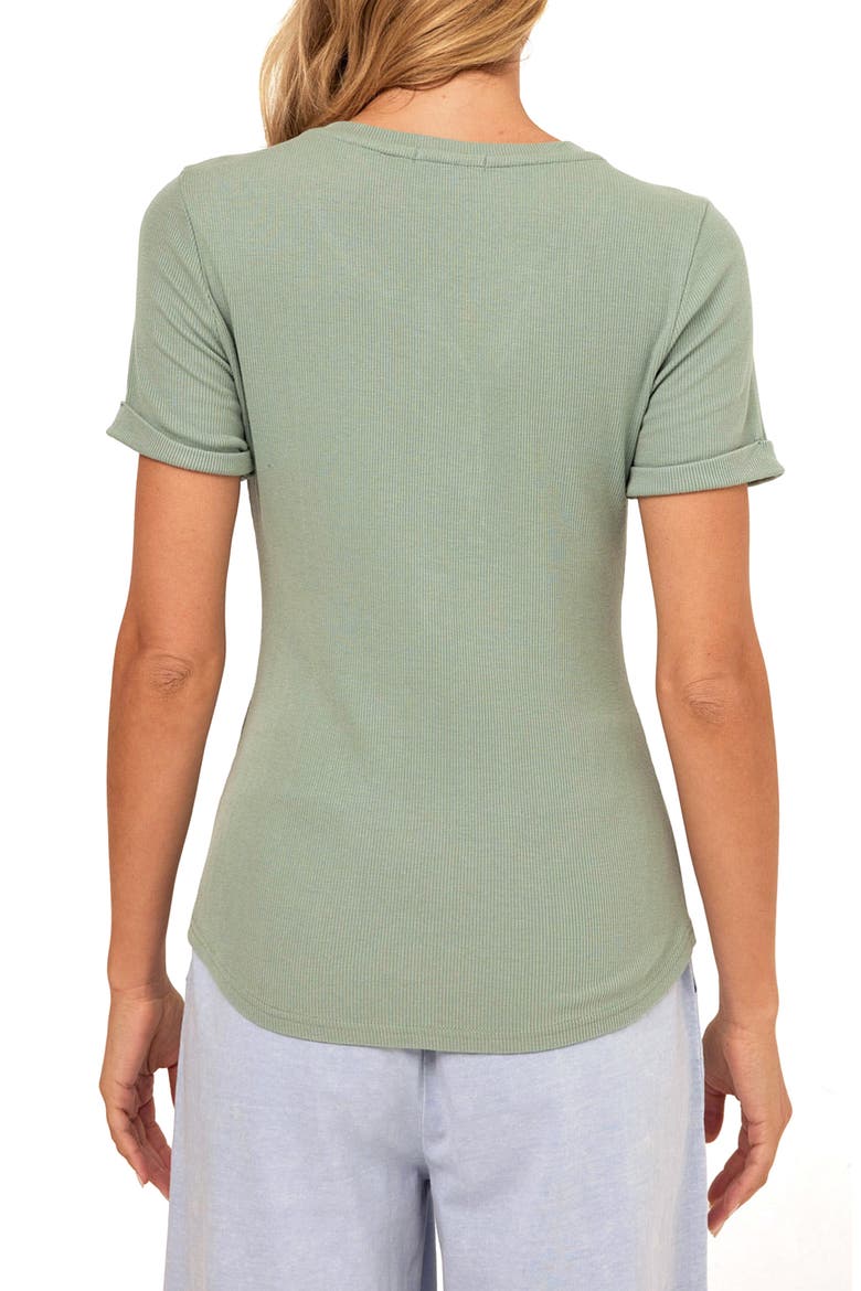 Akia Feather Rib T-Shirt, Alternate, color, WASABI/ HIGH TIDE