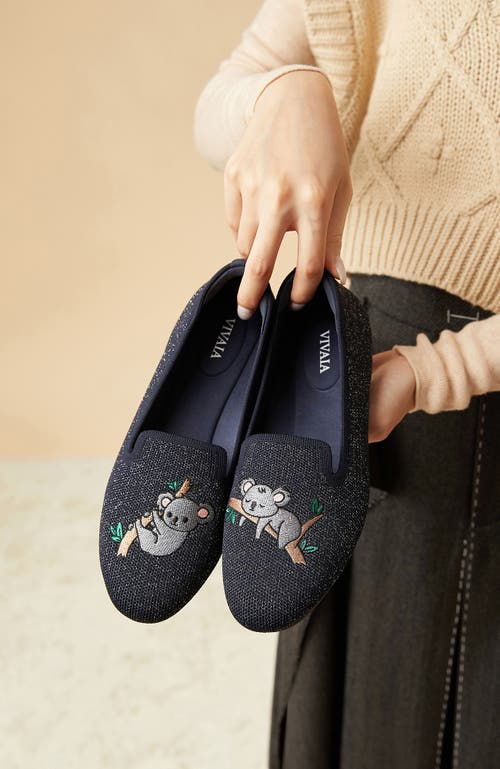Vivaia Round-toe Embroidered Loafers In Blue