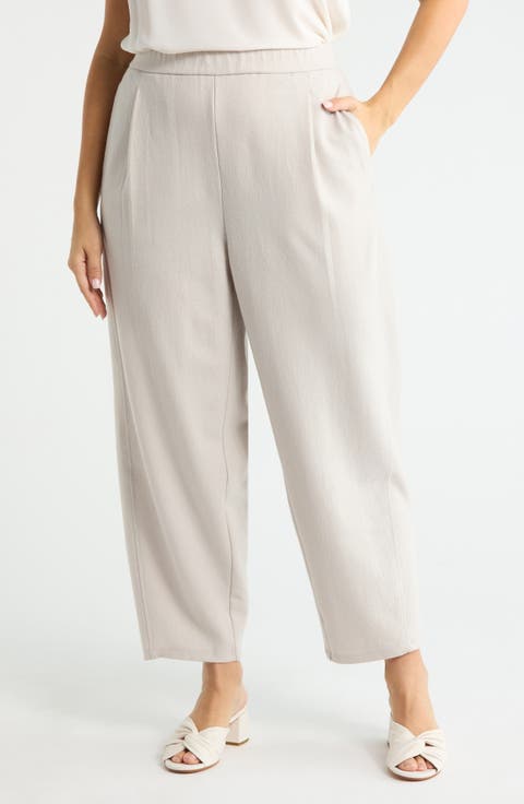 Pleated Wool Ankle Lantern Pants (Plus)