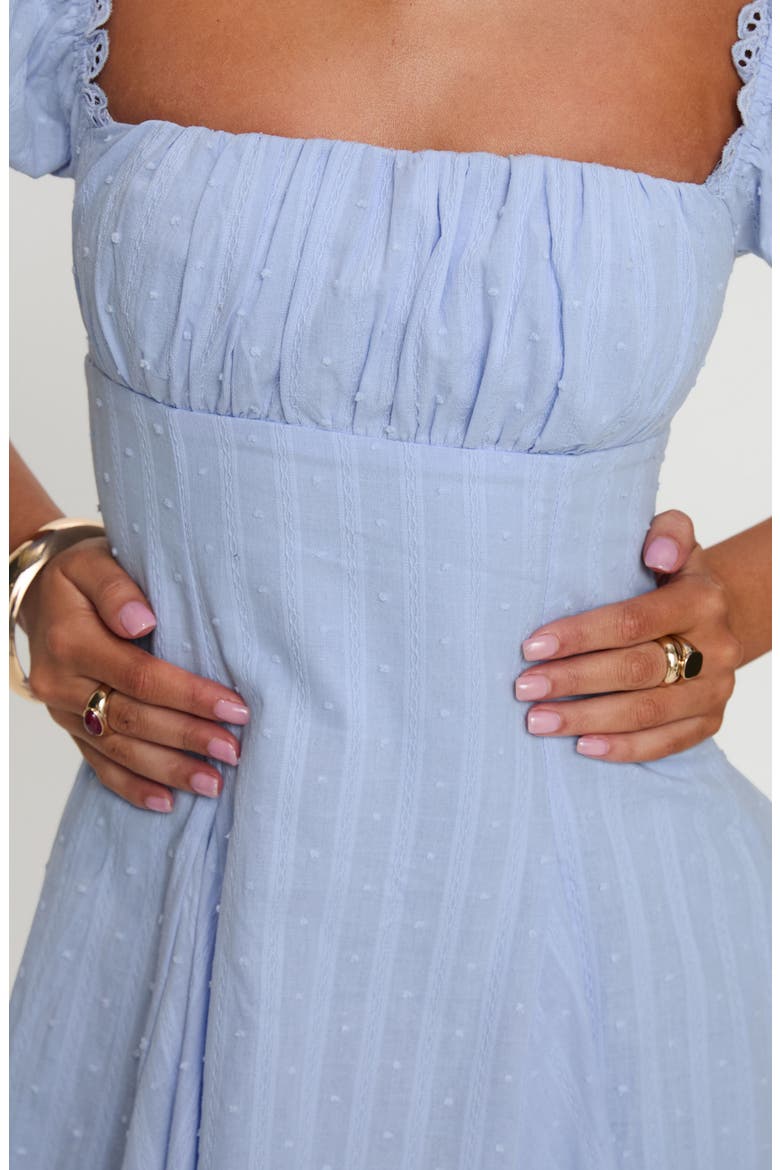 Rabatia Puff Sleeve Cotton Minidress, Alternate, color, BLUE