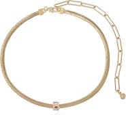 Ettika Pavé Cubic Zirconia Initial Charm Necklace