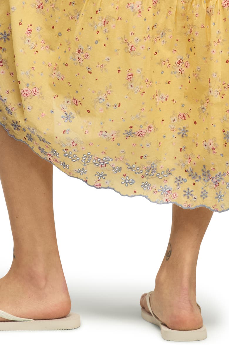 Lucky Brand Floral Print Tiered Maxi Dress, Alternate, color, Yellow Floral