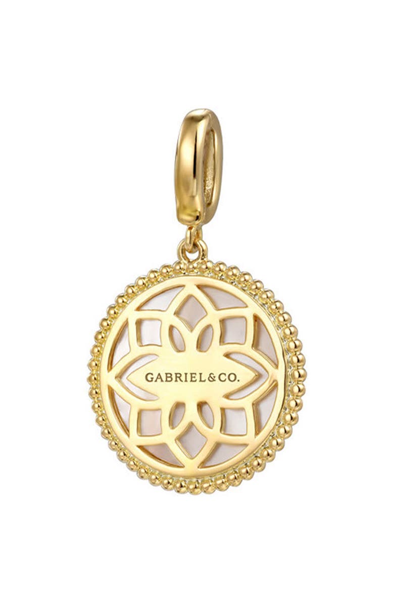 Gabriel & Co. Bujukan Diamond & Mother-of-Pearl Floral Medallion Charm, Alternate, color, Gold