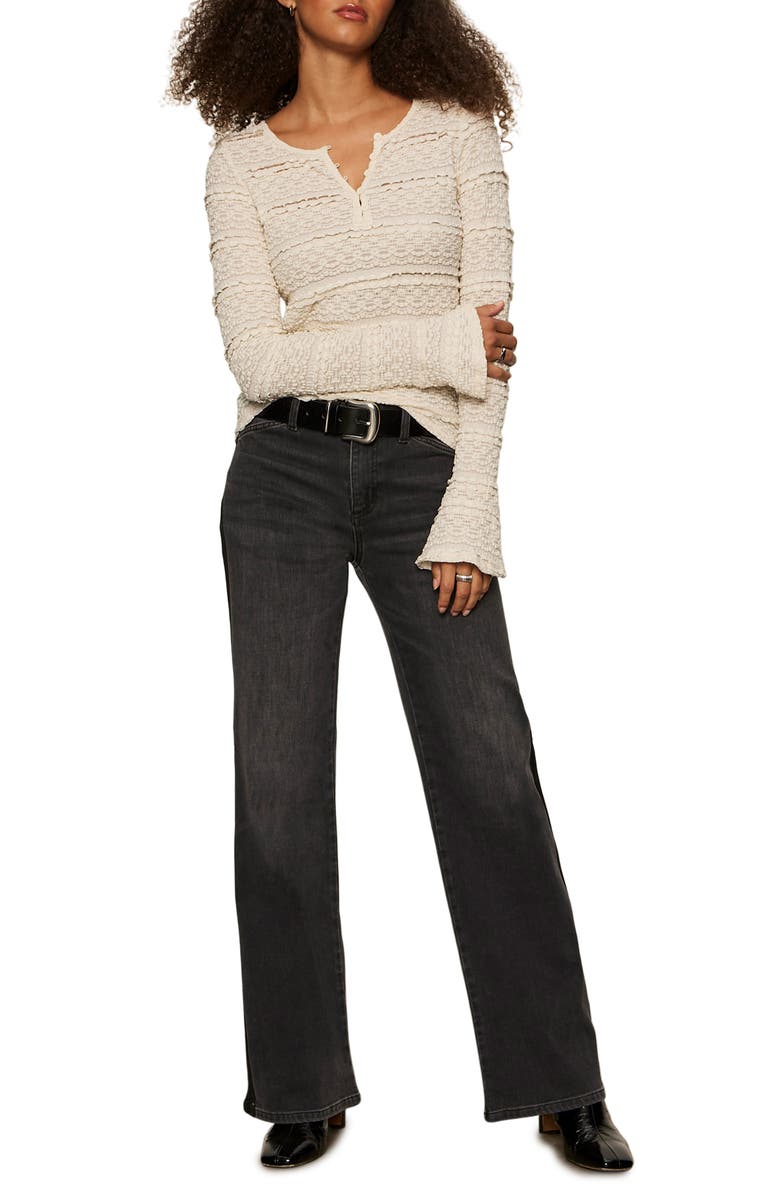 Sanctuary Lovely Lace Henley, Alternate, color, Vintage White