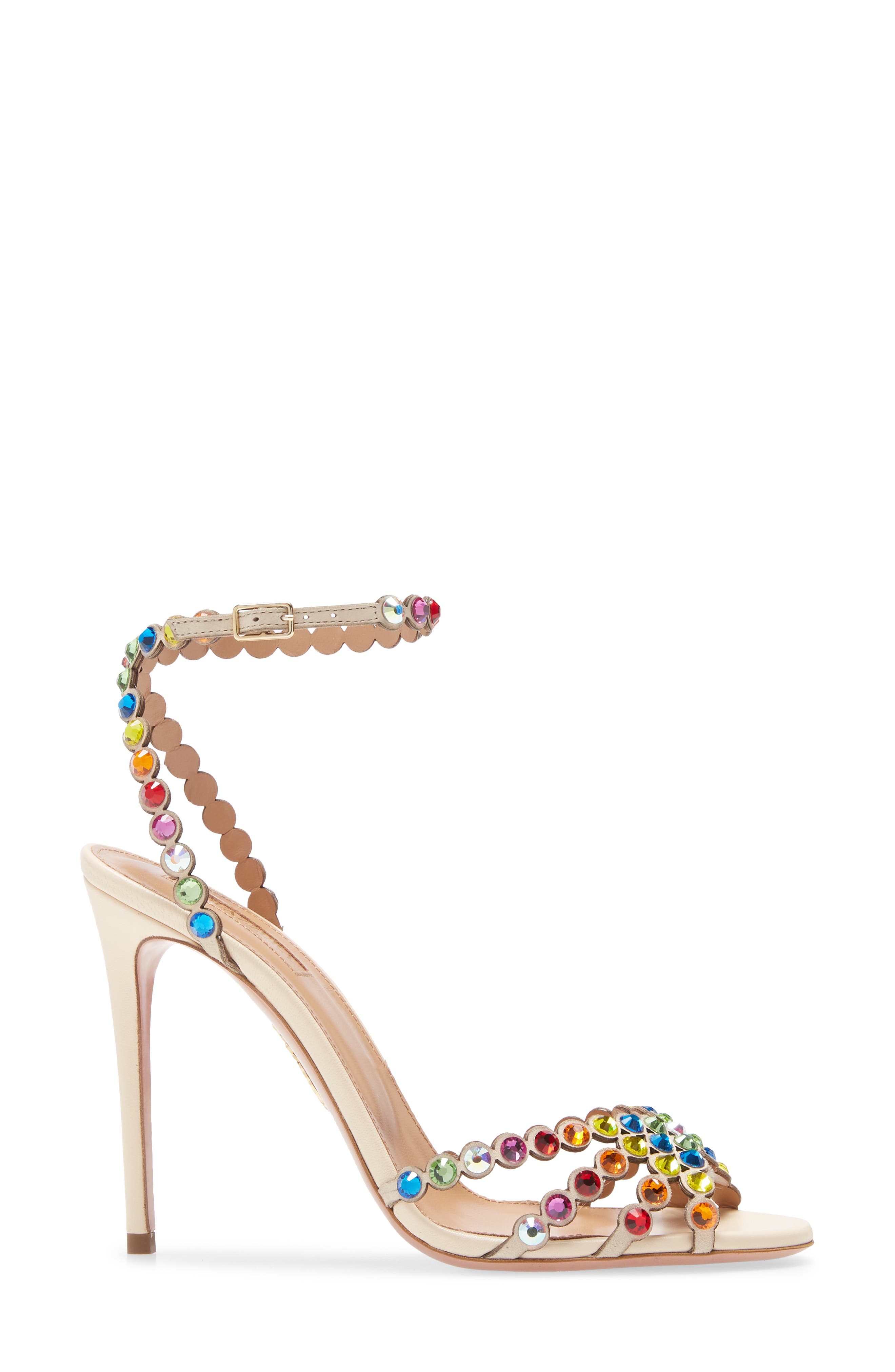 Aquazzura Tequila Rainbow Crystal Ankle Strap Sandal, Alternate, color, 