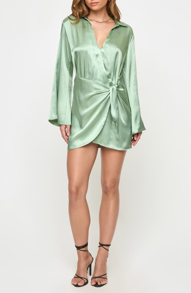 LSPACE Las Palmas Long Sleeve Minidress, Main, color, Celadon