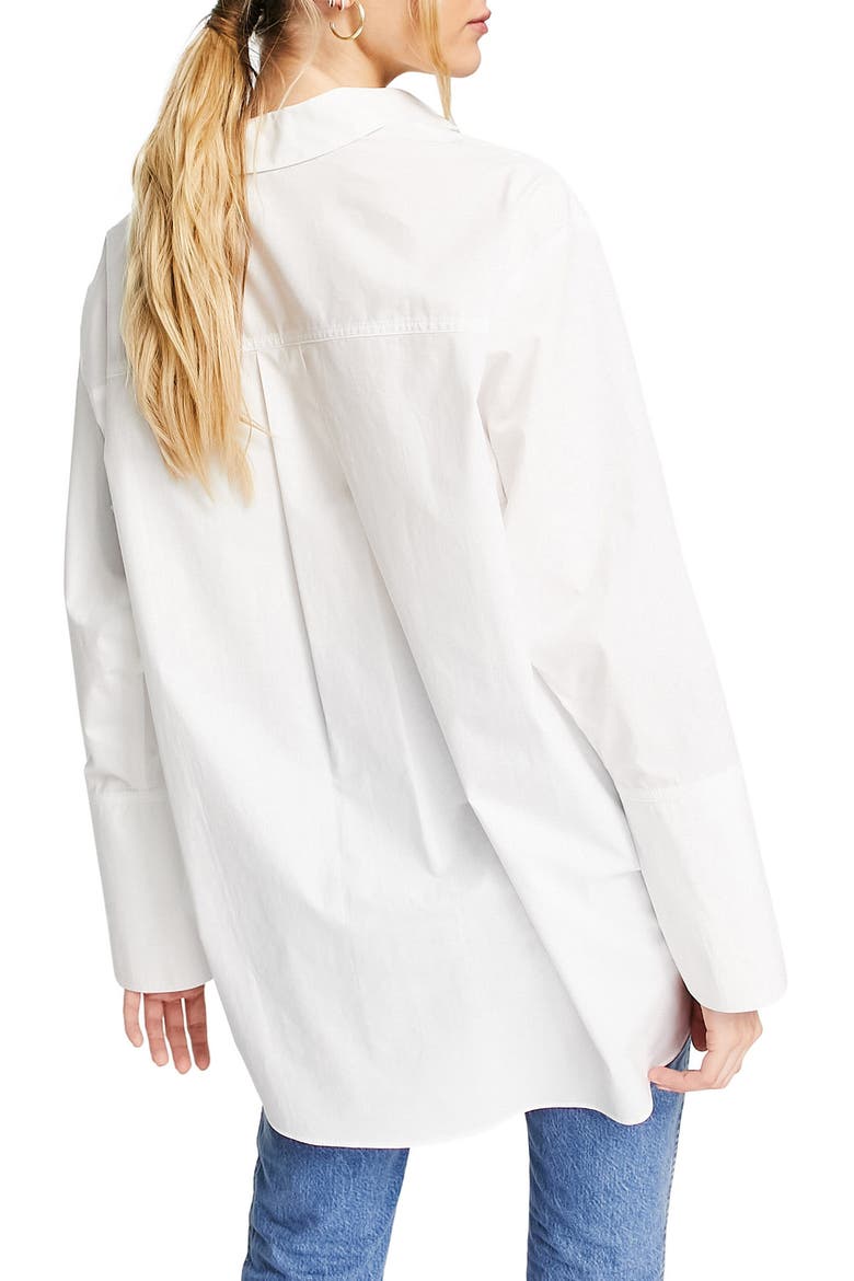 Women's Cotton Poplin Button-Up Shirt, Alternate, color, WHITE