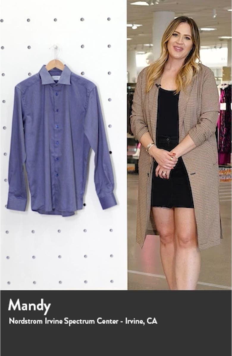 Contemporary Fit Navy Textured Solid Dress Shirt, sales video thumbnail