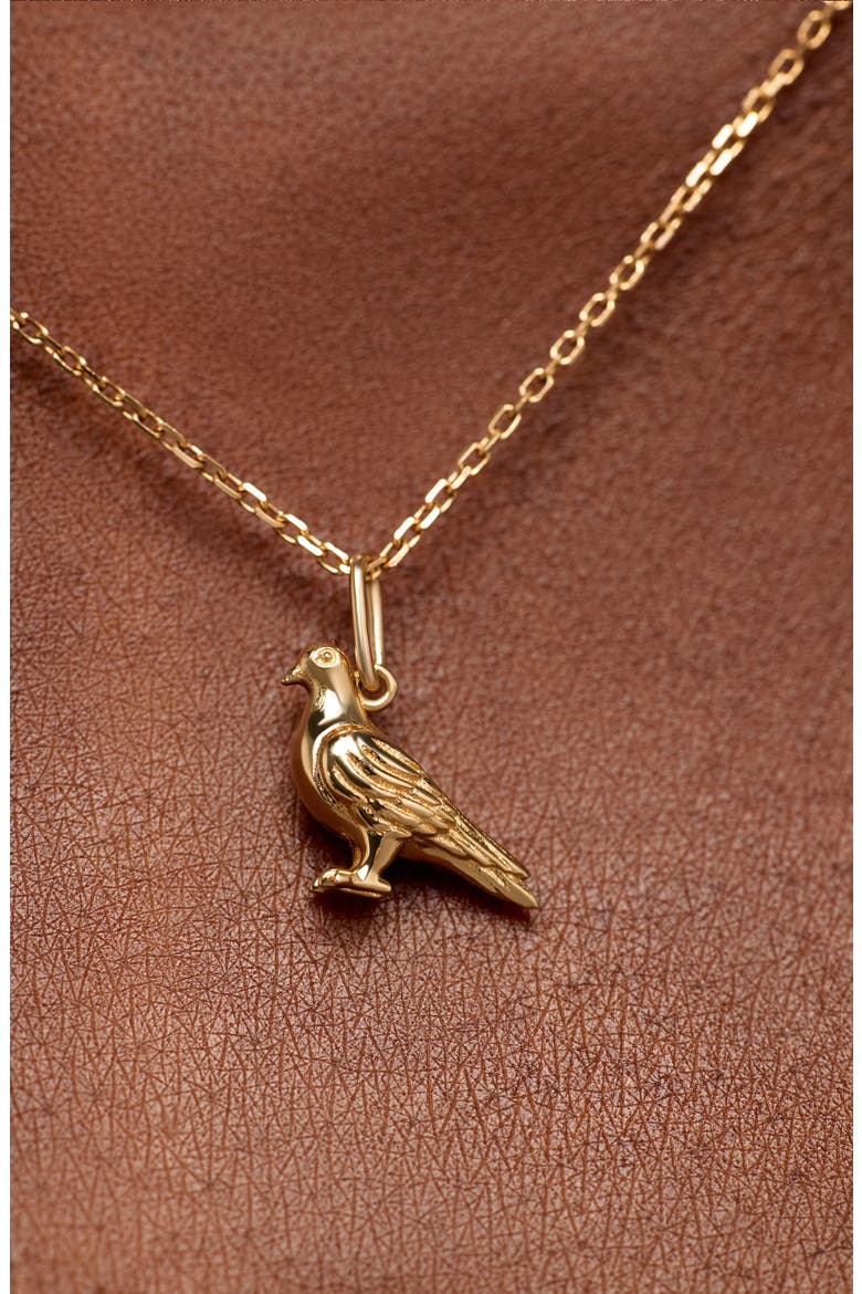Solid Yellow Gold - Pigeon Charm Necklace, Alternate, color, Gold