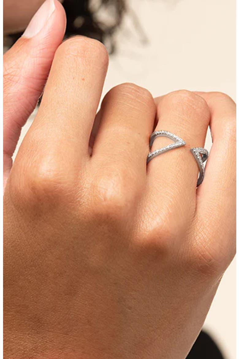 14k Gold Plated Claire Ring Dainty Sparkle Minimalist Trendy, Alternate, color, Silver