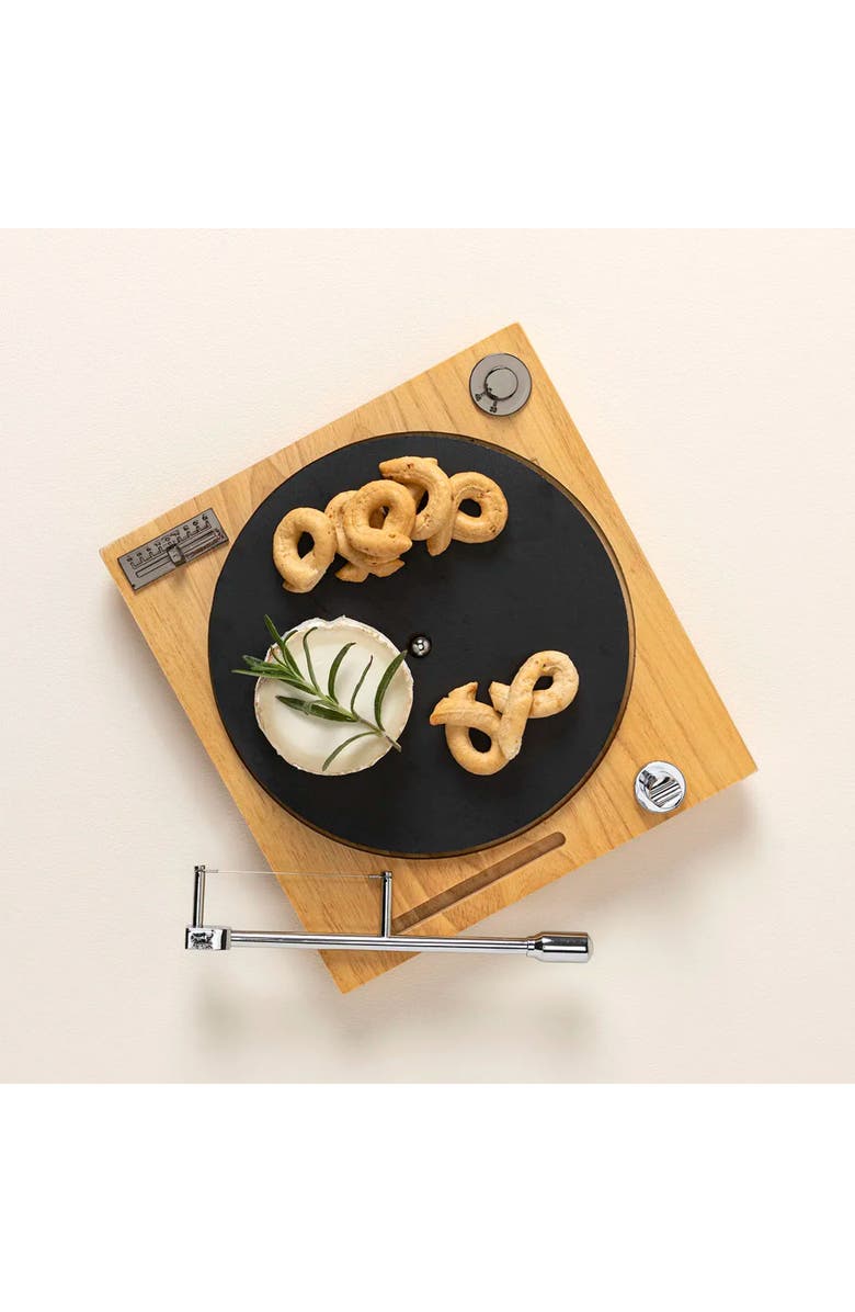 Uncommon Goods Turntable Cheeseboard, Alternate, color, Light Brown / Black