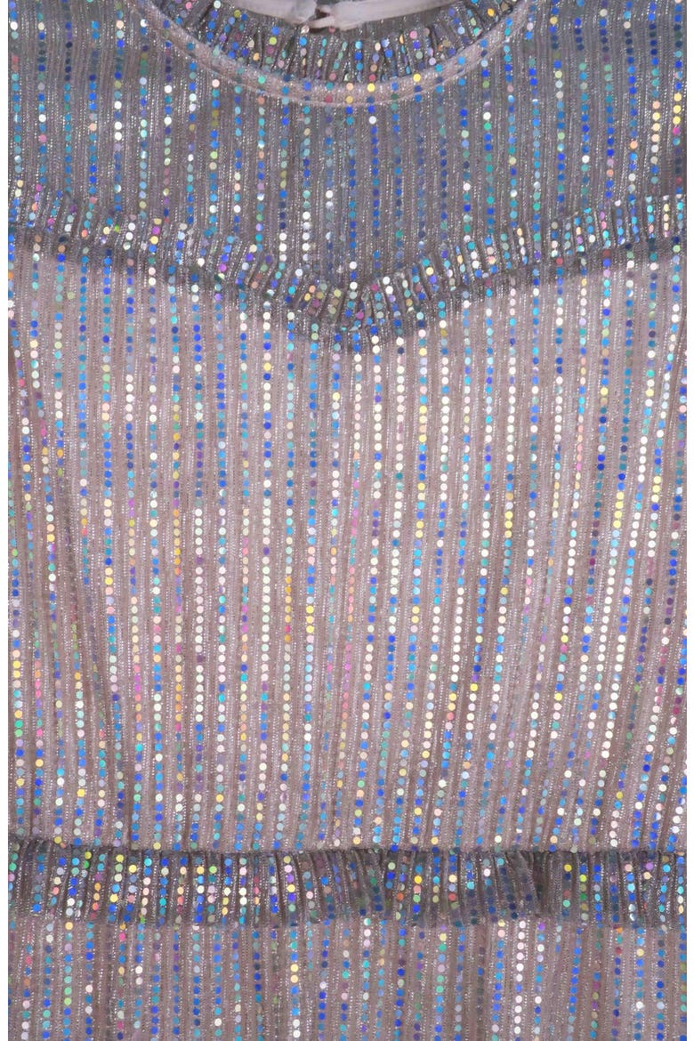 Kids' Metallic Sequin Plissé Tiered Party Dress, Alternate, color, GOLD