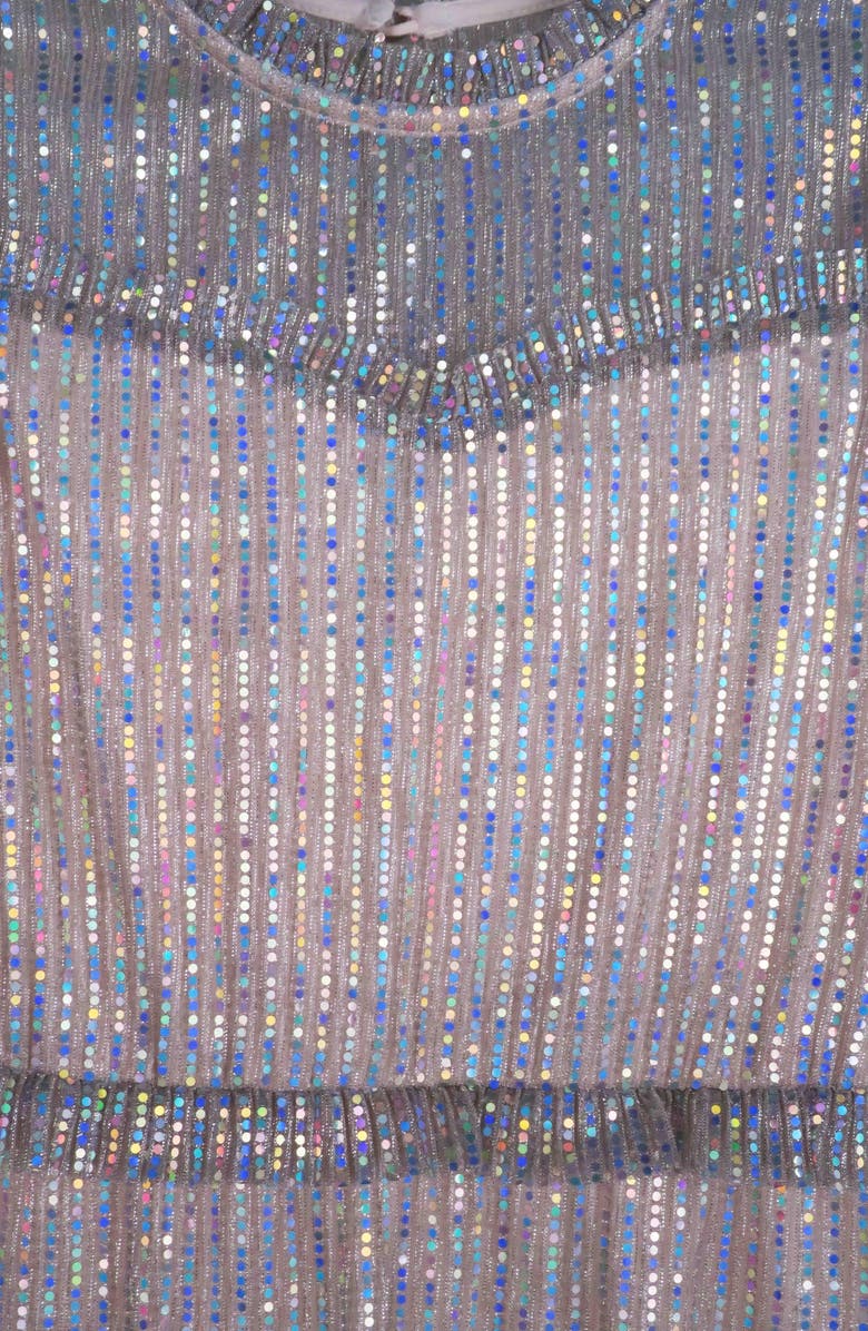 Zunie Kids' Metallic Sequin Plissé Tiered Party Dress, Alternate, color,