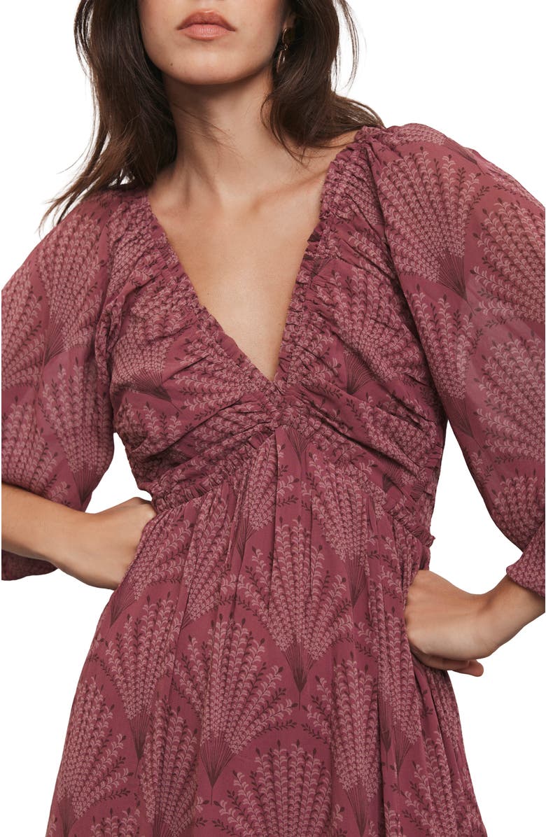 MINT VELVET Floral Design Midi Dress, Alternate, color, Burgundy