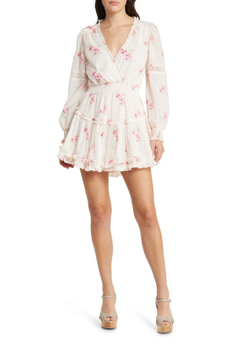 LoveShackFancy Spruce Floral Long Sleeve Cotton Minidress, Main, color,