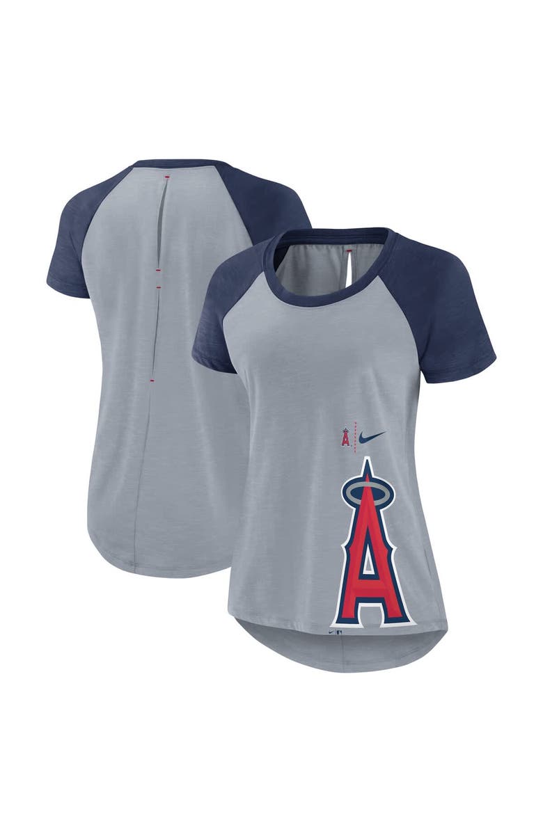 Nike Women's Nike Heather Gray Los Angeles Angels Summer Breeze Raglan Fashion T-Shirt, Main, color, Heather Gray