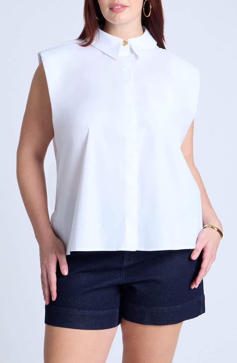 ELOQUII Strong Shoulder Shirt, Main, color, 