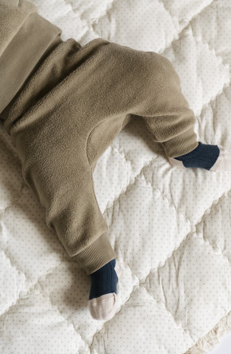 Pehr Organic Cotton Teddy Fleece Harem Pants, Alternate, color, Moss